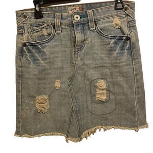 Levi’s Jeans Retro Deconstructed Distressed Patchwork Faded Light Wash Skirt
